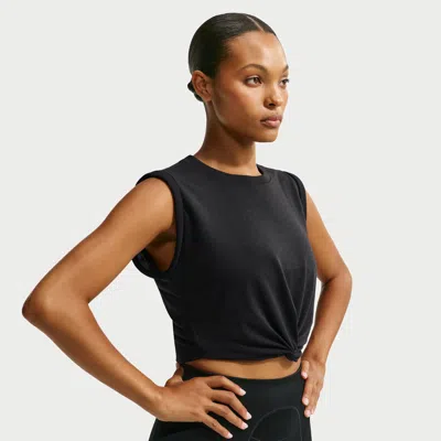Nike Women's Skims Performance Cotton Blend Cropped Twist Tank Top In Black