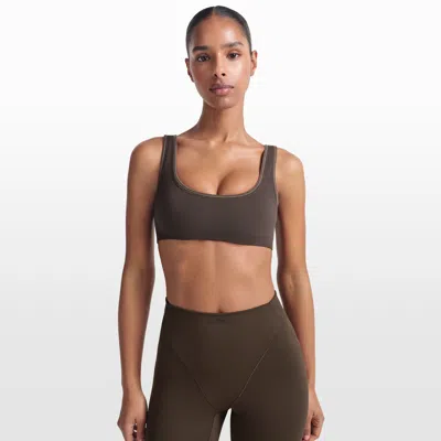 Nike Women's Skims Ribbed Seamless Micro-scoop Bra In Brown