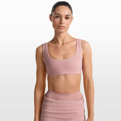 Nike Women's Skims Ribbed Seamless Micro-scoop Bra In Pink