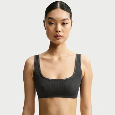 Nike Women's Skims Ribbed Seamless Micro-scoop Bra In Black