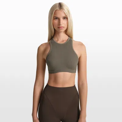 Nike Women's Skims Ribbed Seamless Racerneck Bra In Brown
