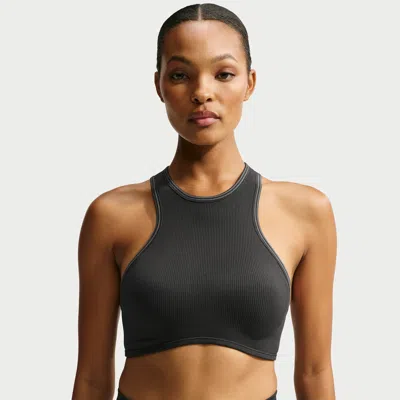 Nike Women's Skims Ribbed Seamless Racerneck Bra In Black