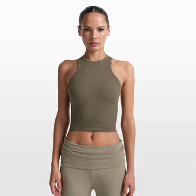 Nike Women's Skims Ribbed Seamless Racerneck Tank Top In Gray