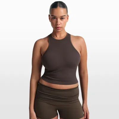 Nike Women's Skims Ribbed Seamless Racerneck Tank Top In Brown