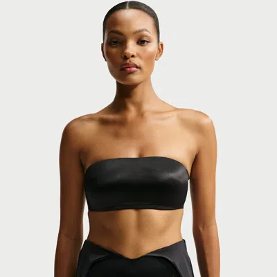 Nike Women's Skims Satin Shine Convertible Bandeau Bra In Black