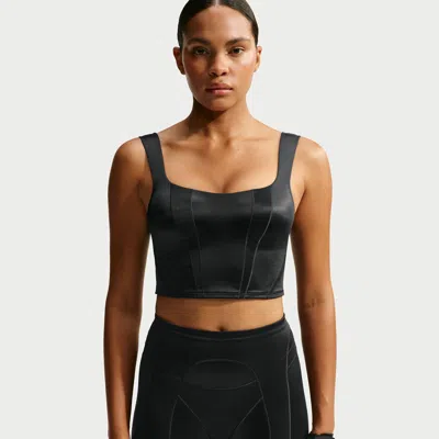 Nike Women's Skims Satin Shine Cropped Tank Top In Black
