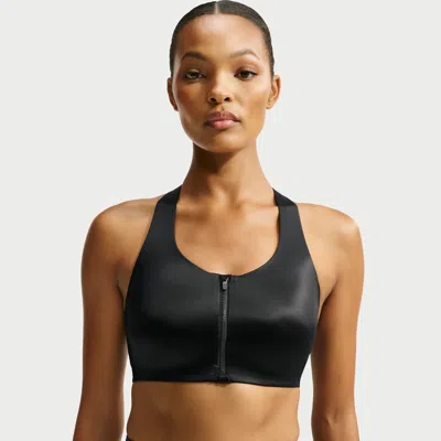 Nike Women's Skims Satin Shine Front-zip Bra In Black