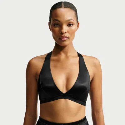 Nike Women's Skims Satin Shine Halter Bra In Animal Print