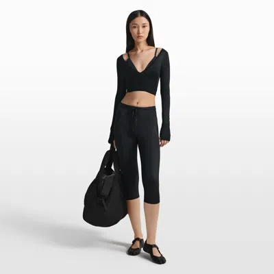Nike Women's Skims Satin Shine High-waisted 17" Leggings With Drawcord In Black