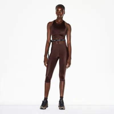 Nike Women's Skims Satin Shine High-waisted 17" Leggings With Drawcord In Brown