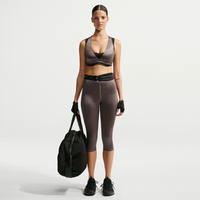 Nike Women's Skims Satin Shine High-waisted 17" Leggings With Drawcord In Brown