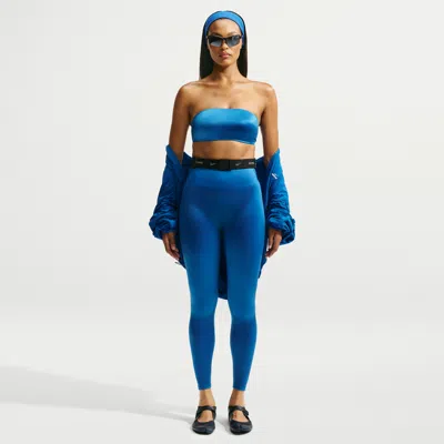 Nike Women's Skims Satin Shine High-waisted Bonded 26" Leggings In Blue