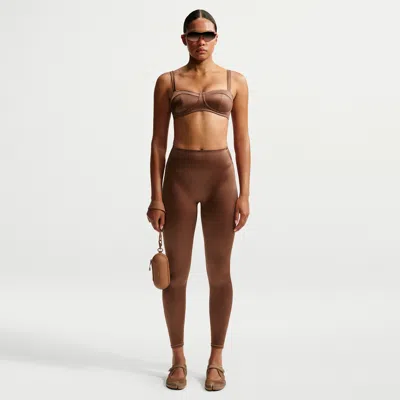 Nike Women's Skims Satin Shine High-waisted Bonded 26" Leggings In Brown