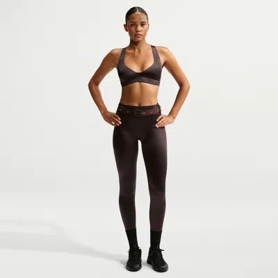 Nike Women's Skims Satin Shine High-waisted Bonded 29" Leggings In Brown