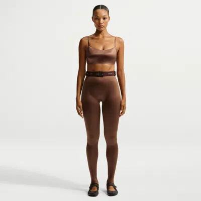 Nike Women's Skims Satin Shine High-waisted Bonded 29" Leggings In Brown