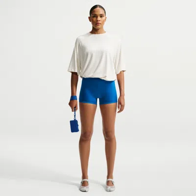 Nike Women's Skims Satin Shine Mid-rise 2" Boyshorts With Drawcord In Blue