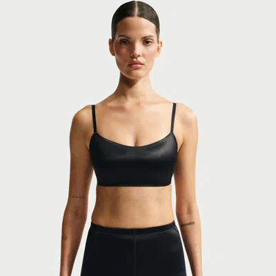 Nike Women's Skims Satin Shine Scoop Cami Bra In Black