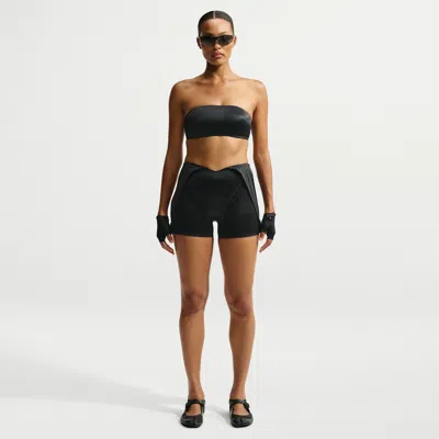 Nike Women's Skims Satin Shine Suspender 3" Shorts In Black