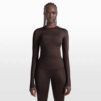 Nike Women's Skims Shine Long-sleeve Crew-neck Top In Brown
