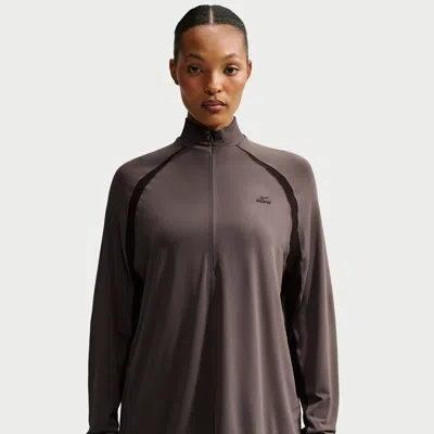Nike Women's Skims Stretch Knit 1/2-zip Long-sleeve Top In Brown