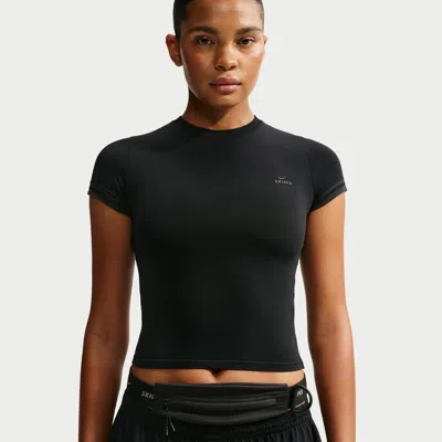 Nike Women's Skims Stretch Knit Cropped Crew-neck Top In Black