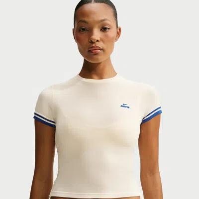 Nike Women's Skims Stretch Knit Cropped Crew-neck Top In White