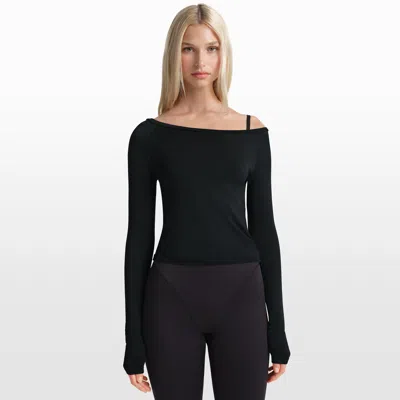 Nike Women's Skims Stretch Knit Off-shoulder Long-sleeve Top In Black