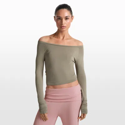Nike Women's Skims Stretch Knit Off-shoulder Long-sleeve Top In Multi