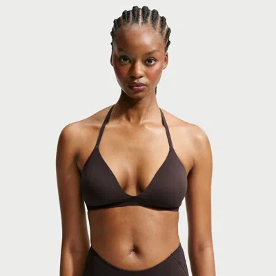 Nike Women's Skims Studio Stretch Triangle Sports Bra In Brown