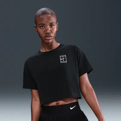 Nike Women's Slam Dri-fit Short-sleeve Cropped Tennis T-shirt In Black