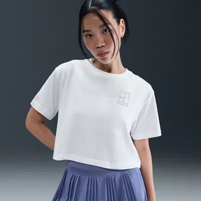 Nike Women's Slam Dri-fit Short-sleeve Cropped Tennis T-shirt In White