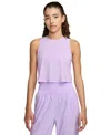 Nike Women's Solid One Classic Dri-fit Cropped Tank Top In Lilac Bloom,black