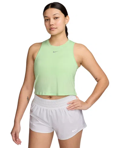 Nike Women's Solid One Classic Dri-fit Cropped Tank Top In Vapor Green,black
