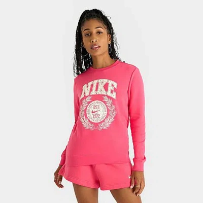 Nike Women's Sportswear Campus Club Fleece Crewneck Sweatshirt In Aster Pink