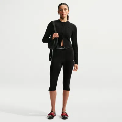 Nike Women's  Sportswear Chill Jersey Tight High-waisted Capri Leggings In Black