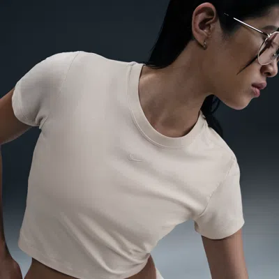 Nike Women's  Sportswear Chill Knit Cropped T-shirt In Light Orewood/light Orewood
