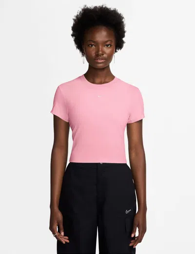 Nike Women's Sportswear Chill Knit Cropped T-shirt In Pink | ModeSens