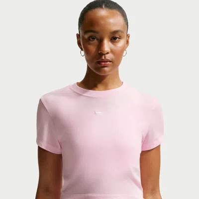 Nike Women's  Sportswear Chill Knit Cropped T-shirt In Pink