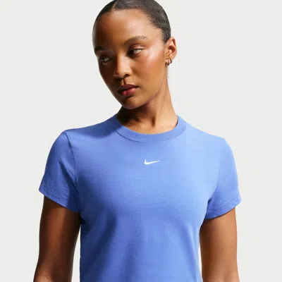 Nike Women's  Sportswear Chill Knit Cropped T-shirt In Blue