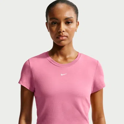Nike Women's  Sportswear Chill Knit Cropped T-shirt In Pink