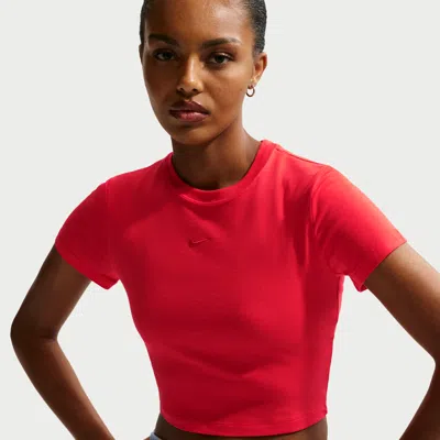 Nike Women's  Sportswear Chill Knit Cropped T-shirt In Red