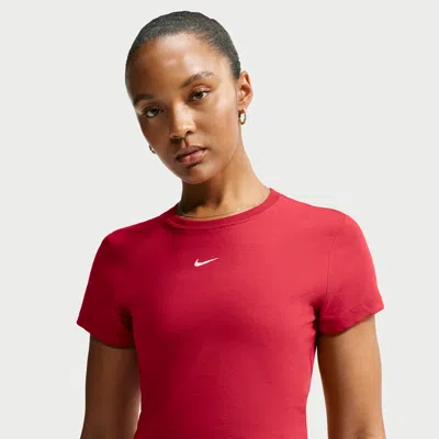 Nike Women's  Sportswear Chill Knit Cropped T-shirt In Red