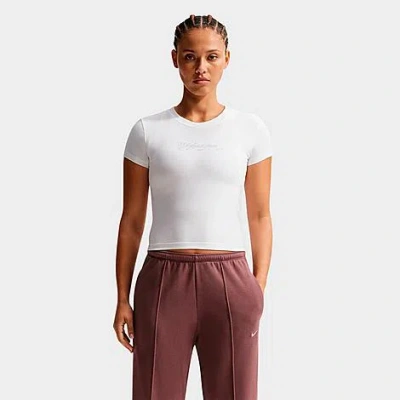 Nike Women's Sportswear Chill Knit Goddess Slim Cropped T-shirt In White