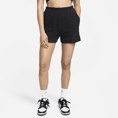 Nike Women's  Sportswear Chill Knit High-waisted Slim 3" Ribbed Shorts In Black