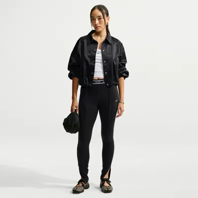Nike Women's  Sportswear Chill Knit High-waisted Open-hem Leggings In Black