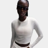 Nike Women's Sportswear Chill Knit Long-sleeve Slim Crop Top In Multi