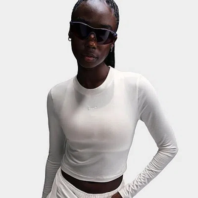 Nike Women's Sportswear Chill Knit Long-sleeve Slim Crop Top In Multi