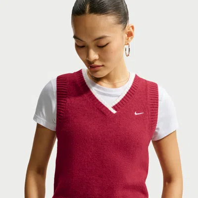 Nike Women's  Sportswear Chill Knit Loose Sweater Vest In Red