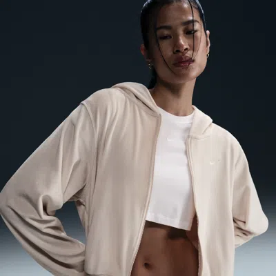 Nike Women's  Sportswear Chill Knit Loose Velour Full-zip Hoodie In Brown