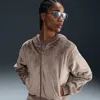 Nike Women's  Sportswear Chill Knit Loose Velour Full-zip Hoodie In Brown